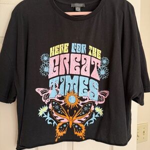 PRIMARK Black cropped t shirt Size XL